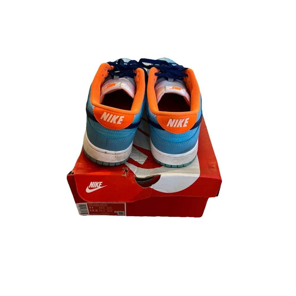 Size Men's 11 - Nike Dunk SE Low Baltic Blue Total Orange Sneakers With Box - Picture 4 of 7